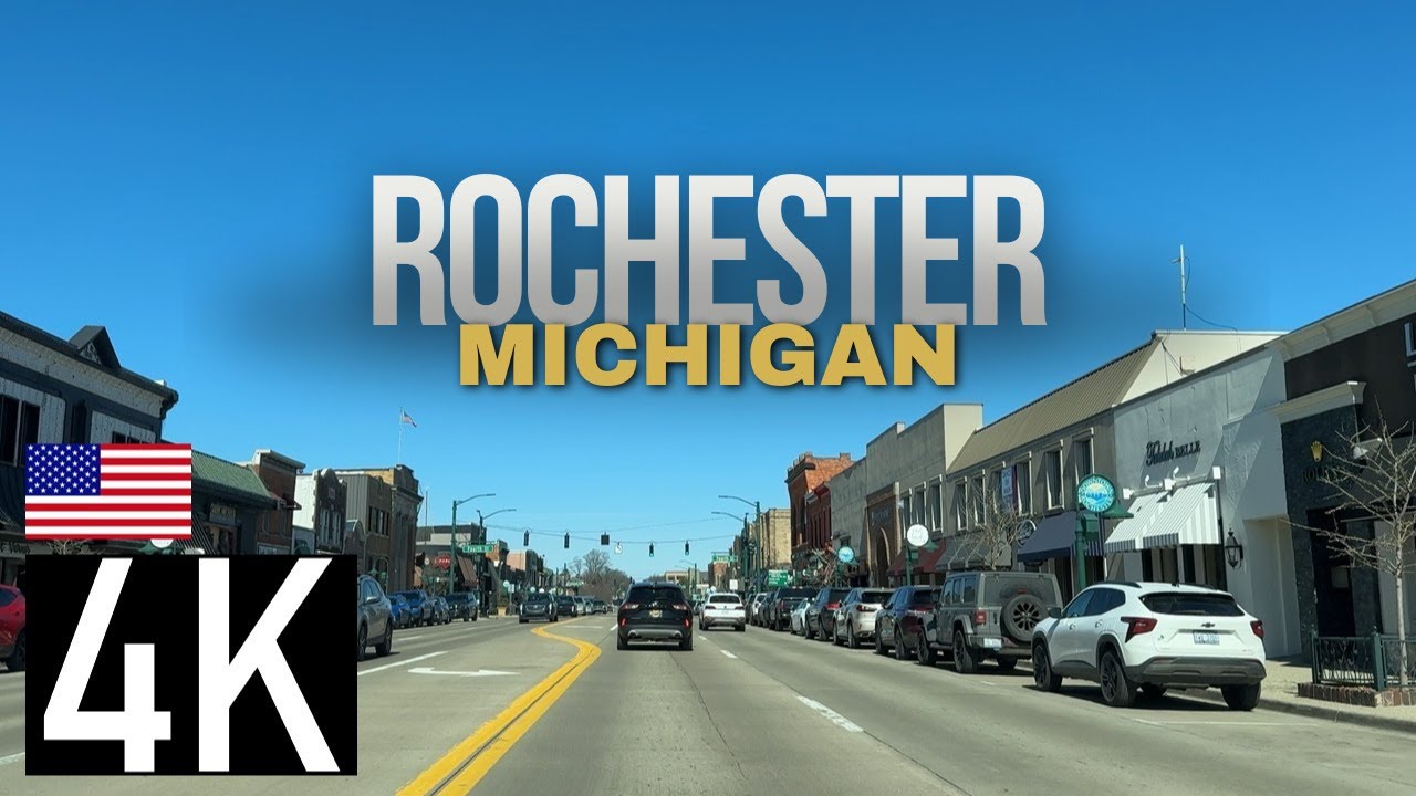 Road Tour of Rochester, Michigan in 4K - Downtown Rochester MI - Detroit Suburb