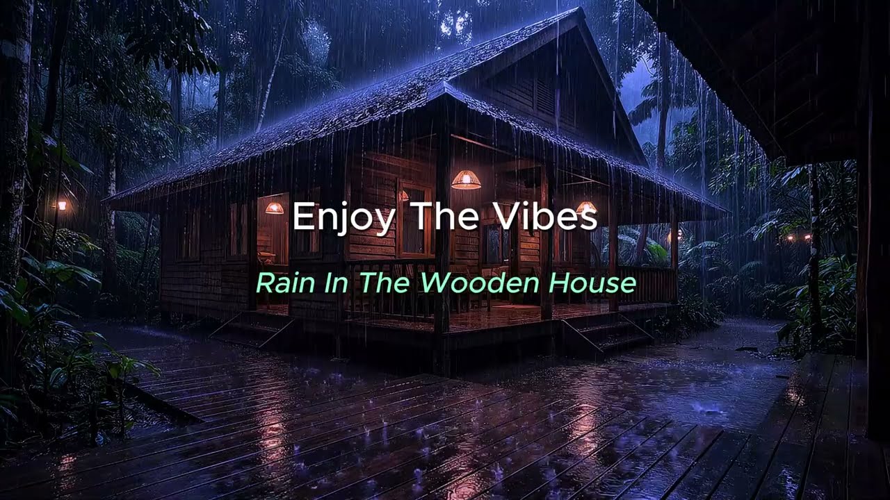 Soft Rain & Puddle Ripples on Balcony — Peaceful Cabin Night for Babies & Sleep