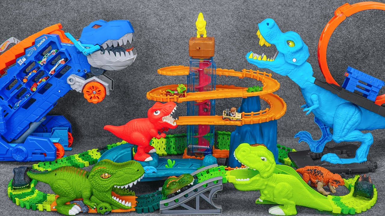 90 Minutes Satisfying with Unboxing Dinosaur Toy Car Racing Track Set ASMR | Review Toys