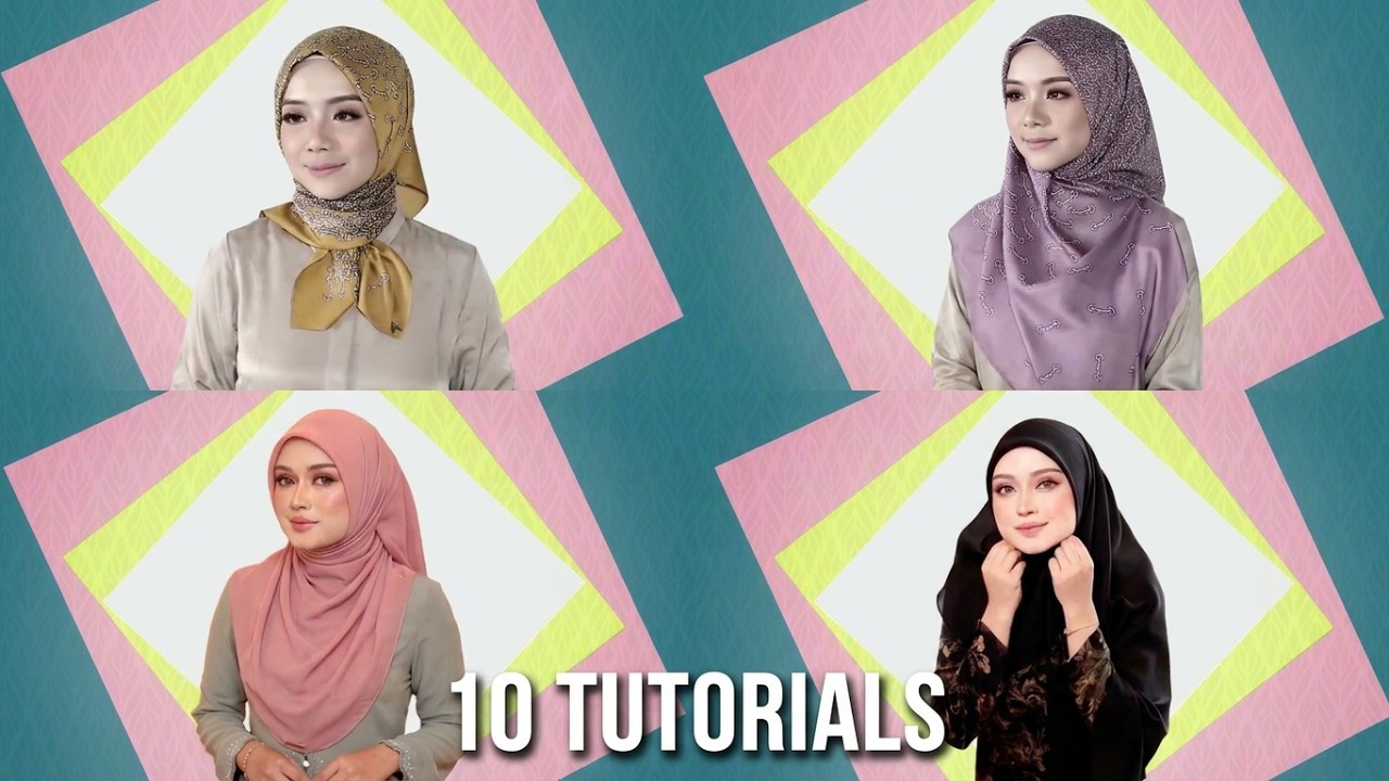 10 TUTORIAL HIJAB SEGIEMPAT SIMPLE MUDAH CEPAT & RINGKAS PALING KEKINIAN