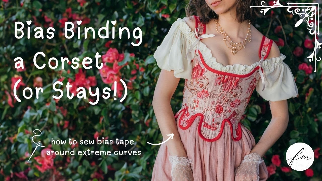 Bias binding a corset (how to sew bias tape around extreme curves)