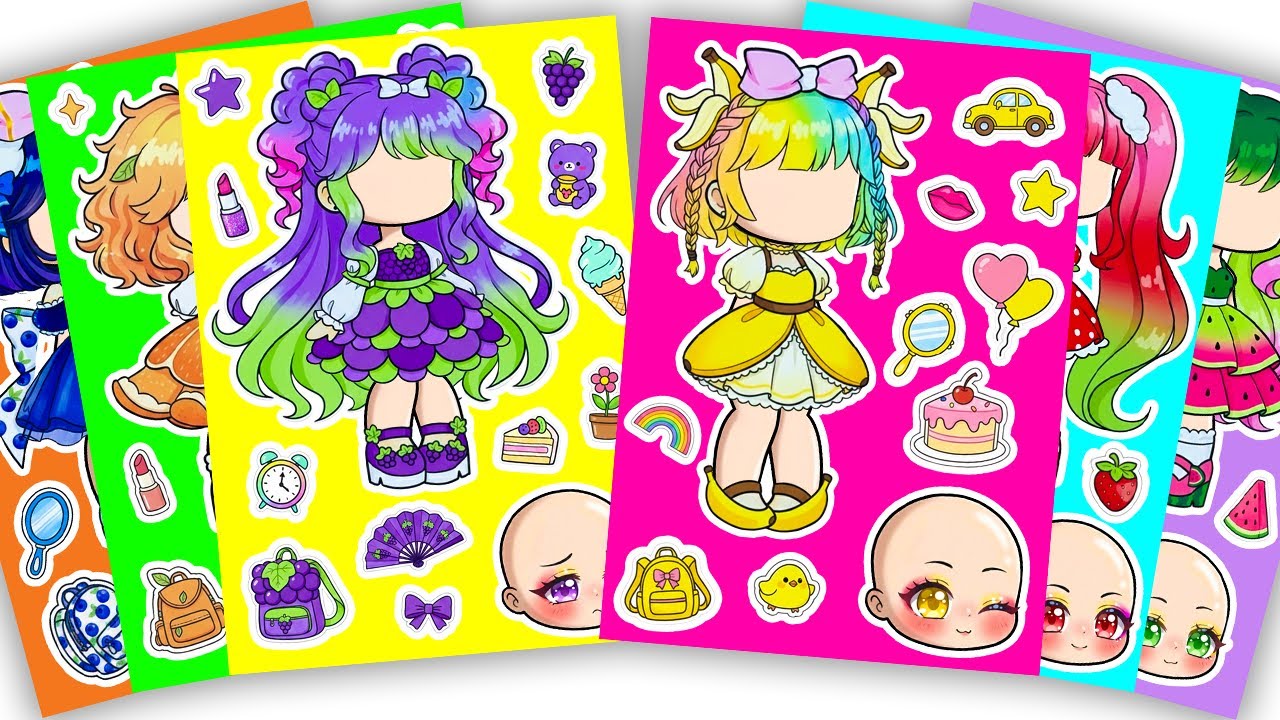 🍓Paper DIY🍓 Fruits Collection X Gacha Sticker Book #fruits #paperdiy #gachalife #asmr #fashion