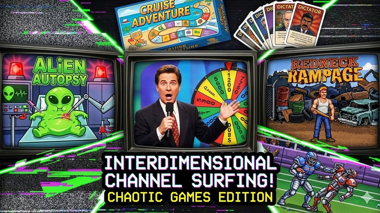 funny chaotic video games & gameshows 🎮 🕹️ INTERDIMENSIONAL CHANNEL SURFING - Games Edition