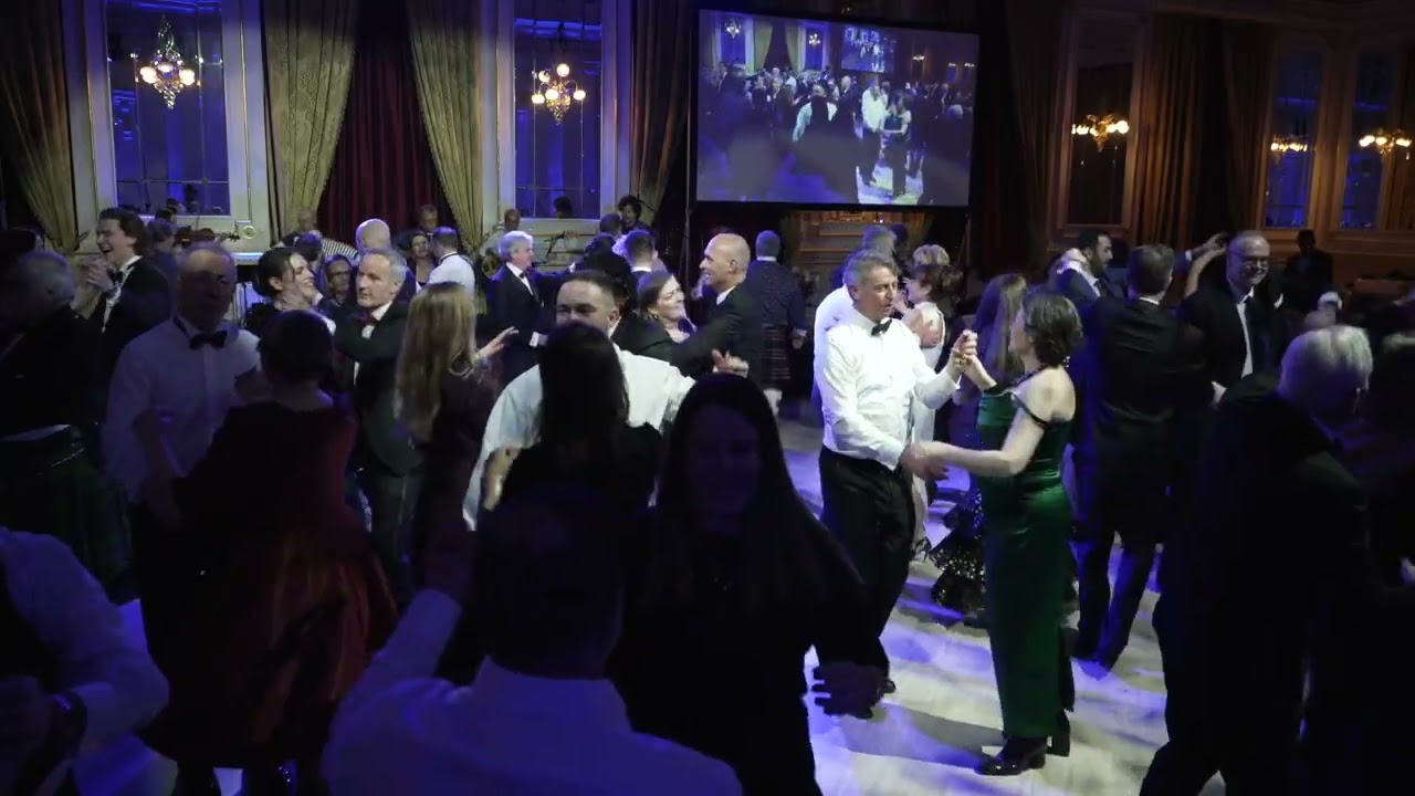 Ceilidh dancing featuring live music from Dagda at the 2026 Budapest Burns Supper