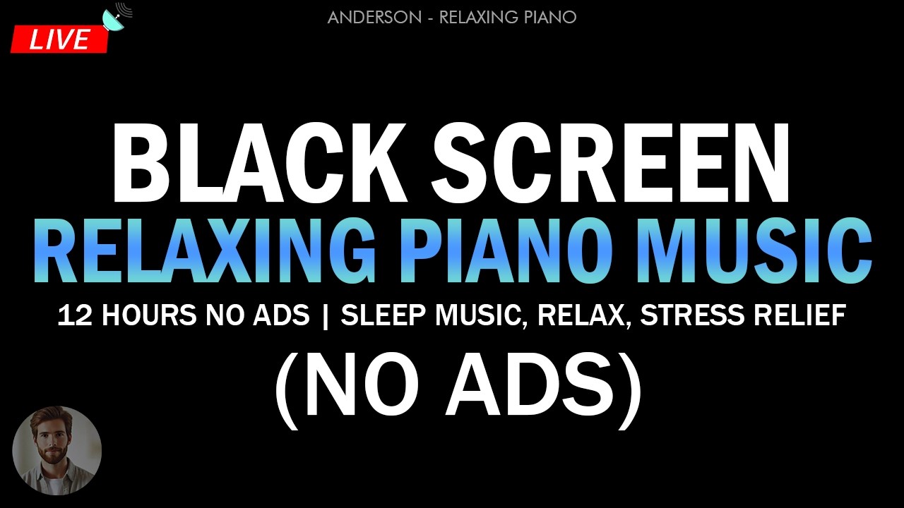 Soft Piano Music & Rain Sounds Black Screen - 12 hours NO ADS | Sleep Music, Relax, Stress Relief