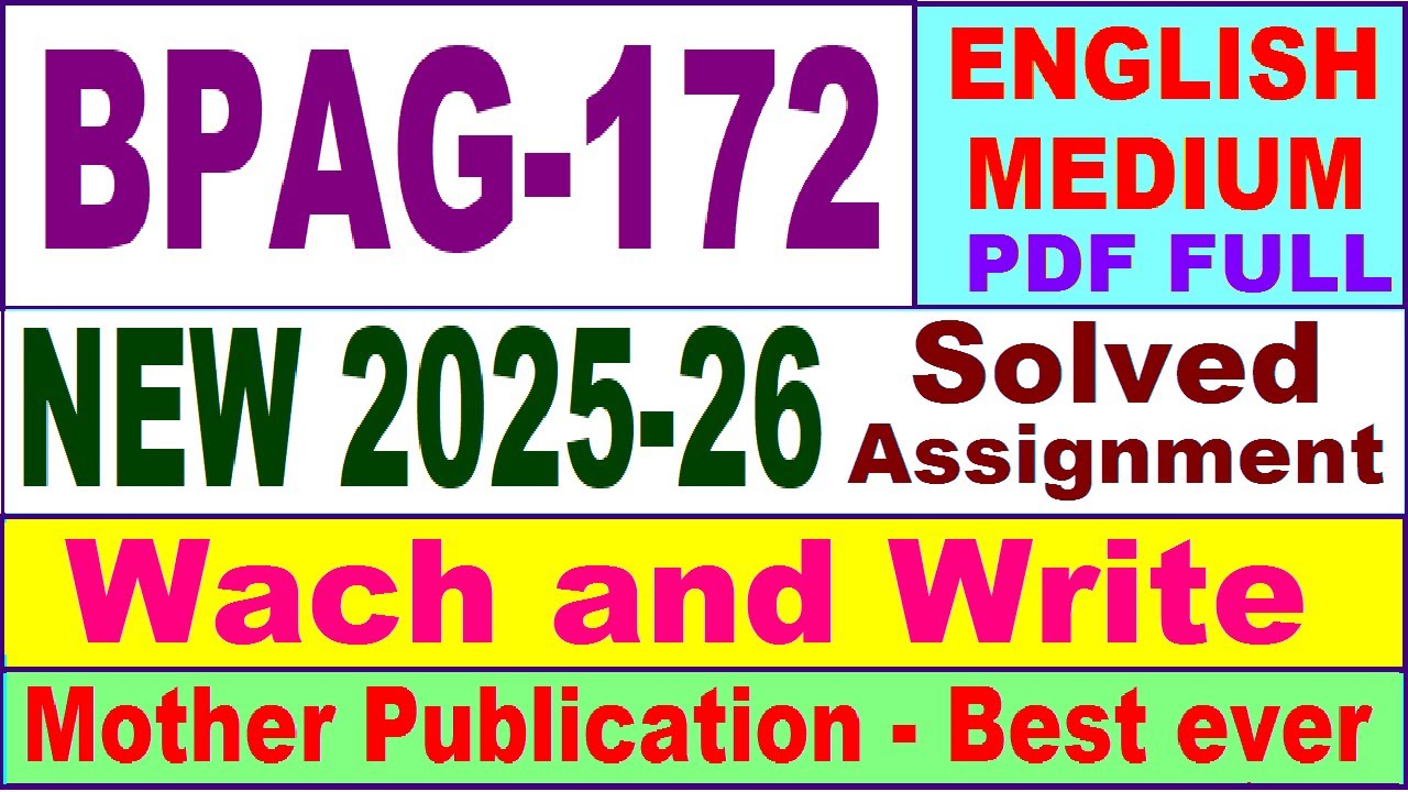 BPAG 172 solved assignment 2025-26 in English || bpag 172 solved assignment 2026 || ignou bpag172