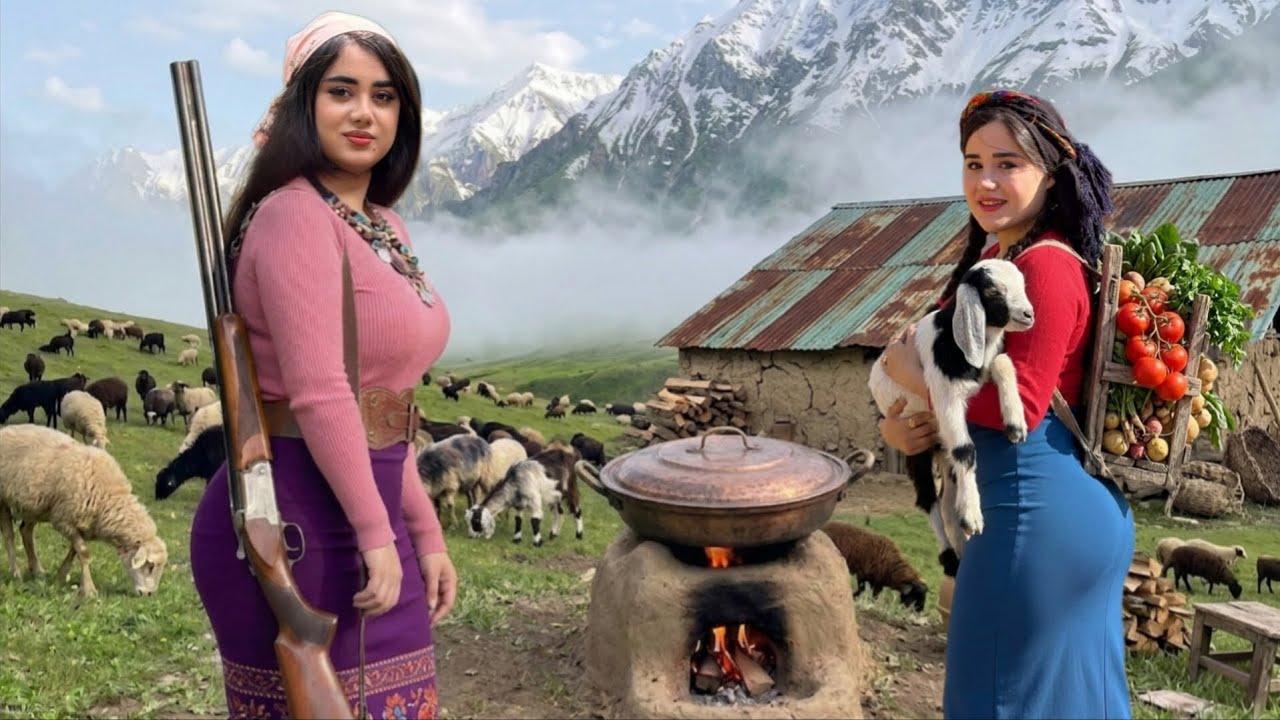 The Hard Daily Life of Iranian Nomads | Rural Girls Trapped in a Mountain Storm