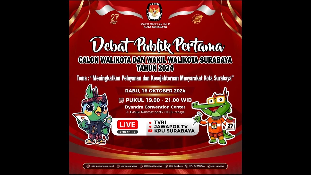 Debat Publik Pertama Calon Walikota Dan Walikota Surabaya Tahun 2024