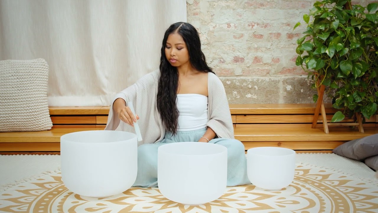 432 Hz Crystal Singing Bowls 9&rdquo; A, 11&rdquo; F, 14&rdquo; C - Harmony Set