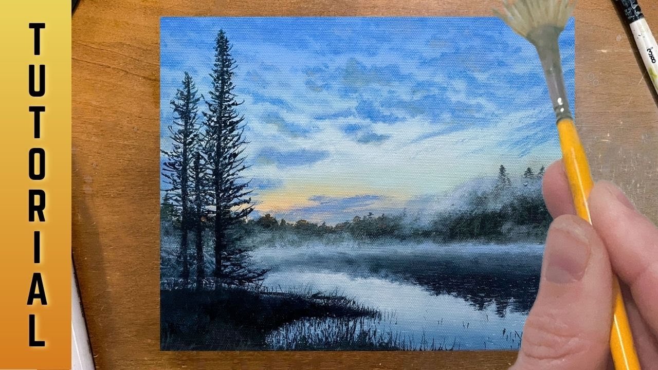Tutorial | Tiny Painting Challenge | Misty River Landscape