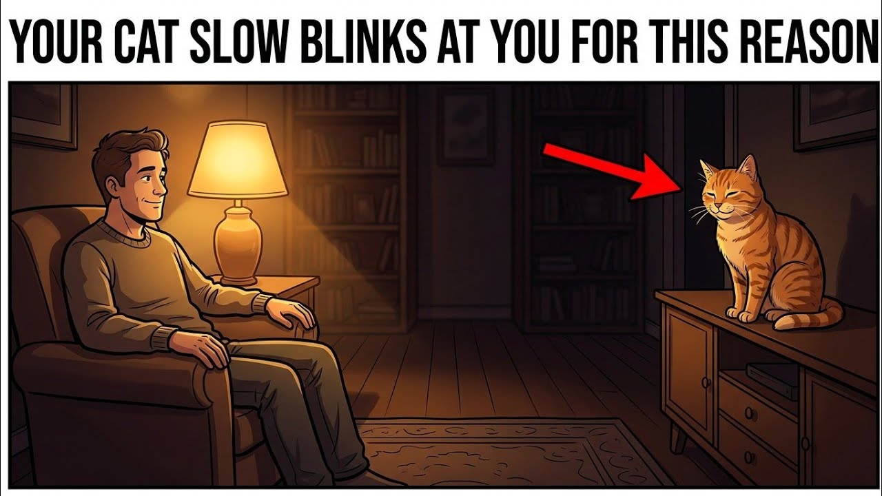 Why Your Cat Slow Blinks At You In The Dark 😳 You're sitting in a dim room. 
