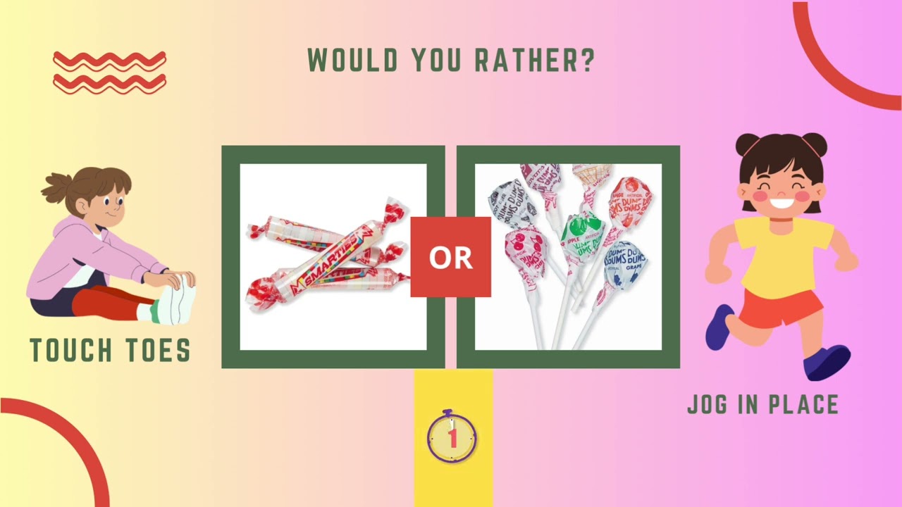 2 Minute Brain Break for Kids | Candy Would You Rather Game 🍬
