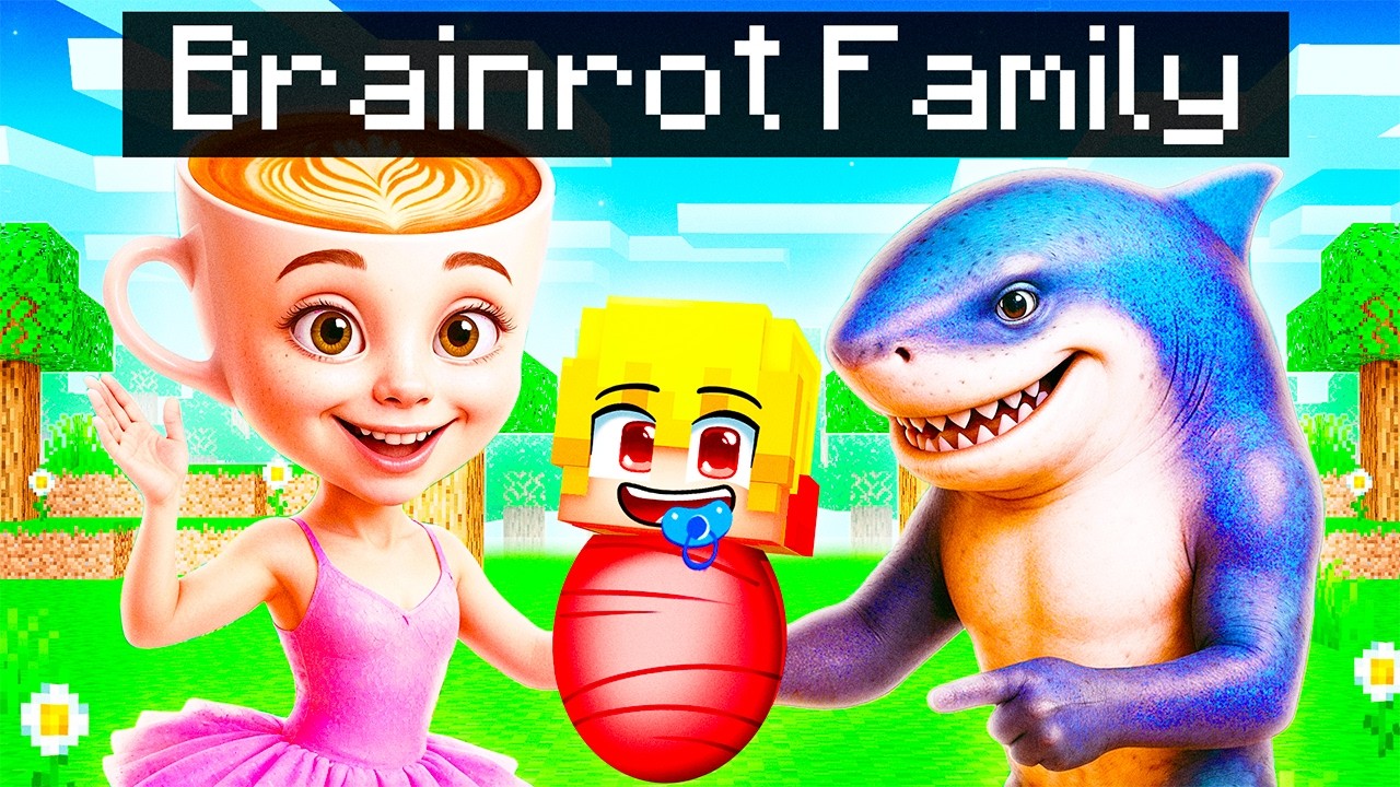 Adopted by a BRAINROT FAMILY in Minecraft!