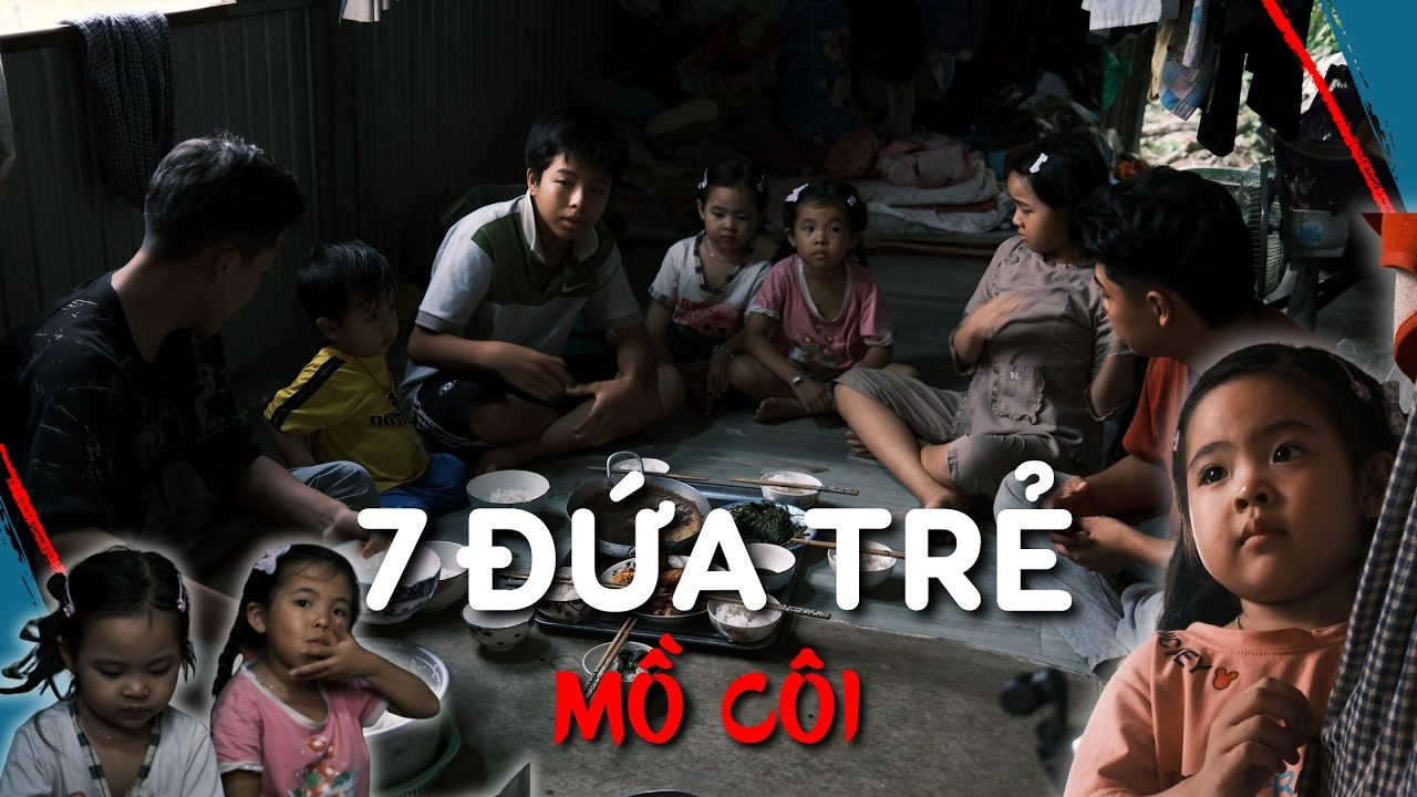 7 đứa trẻ mồ c&ocirc;i mẹ dựng căn nh&agrave; tạm giữa đồng rất lễ ph&eacute;p, anh lớn thức đ&ecirc;m lo c&aacute;c em