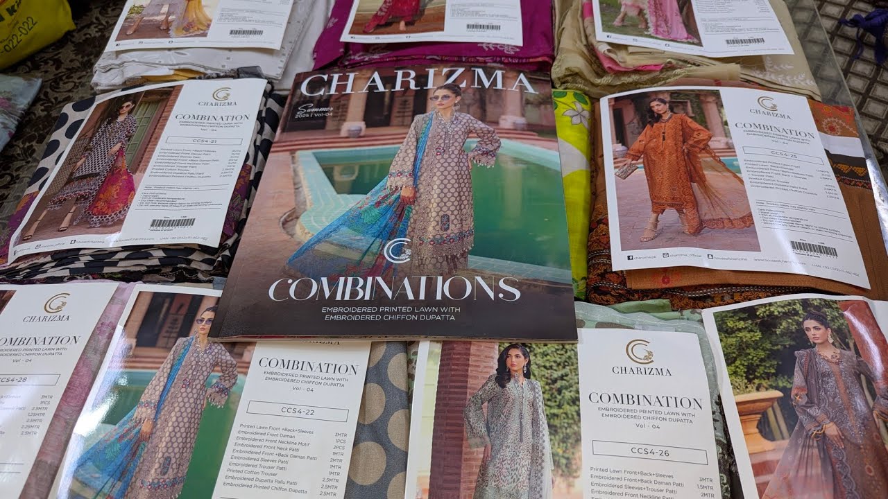Combinations by Charizma l Vol 5 Embroidered Printed Lawn with Chiffon Cutwork Dupatta CottonTrouser