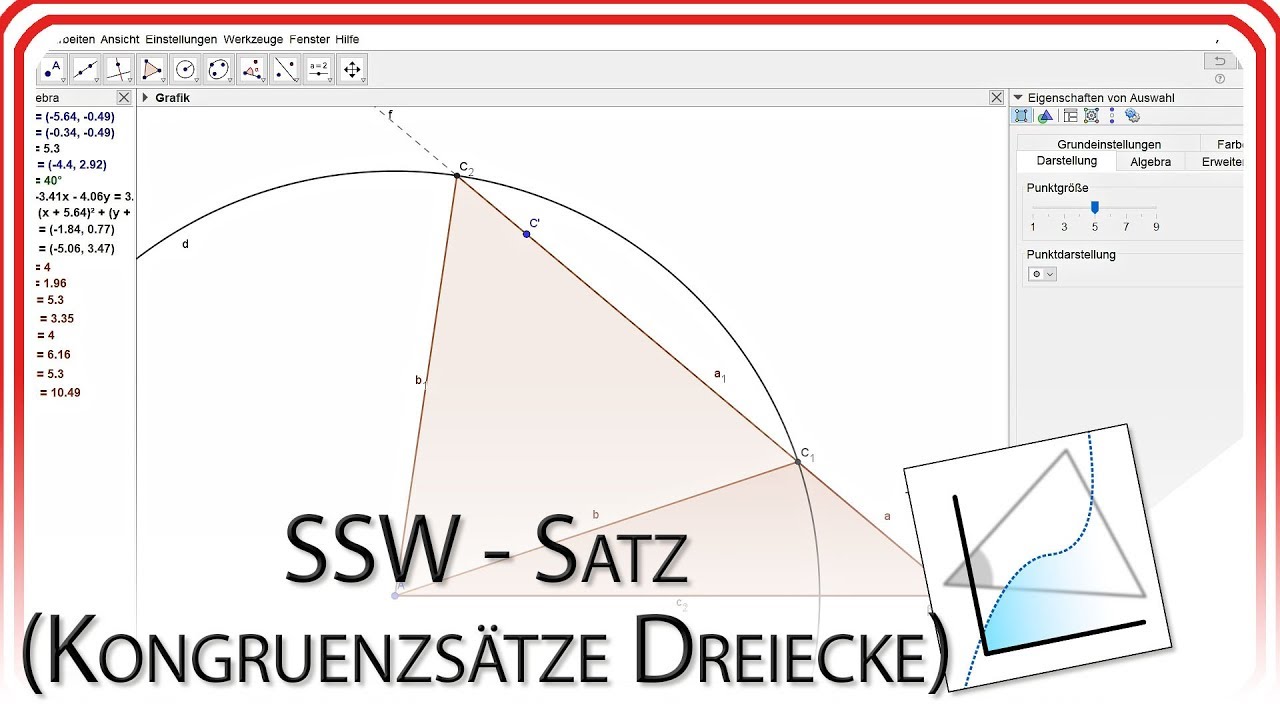 SSW - Satz (Kongruenzsätze Dreiecke) | GeoGebra EasyGoing