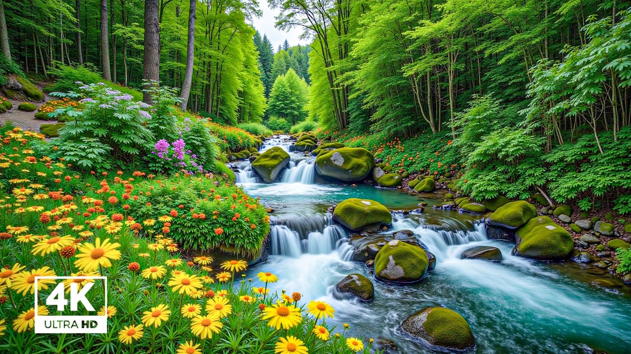 Forest Birds & Flowing River 🌿 Insomnia Help, Relaxation & Inner Peace