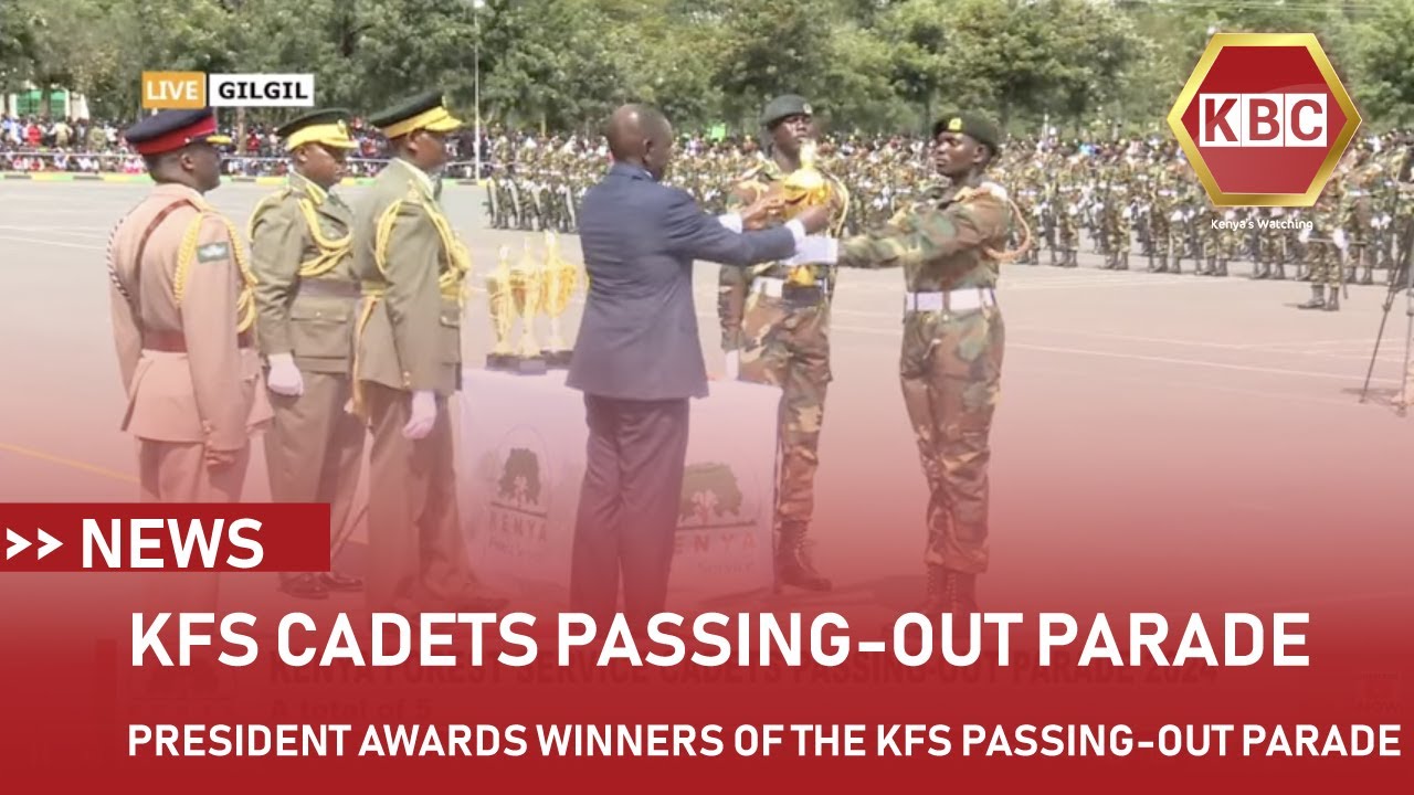 Winners of awards during the Kenya Forest Service cadets passing-out parade in Gilgil