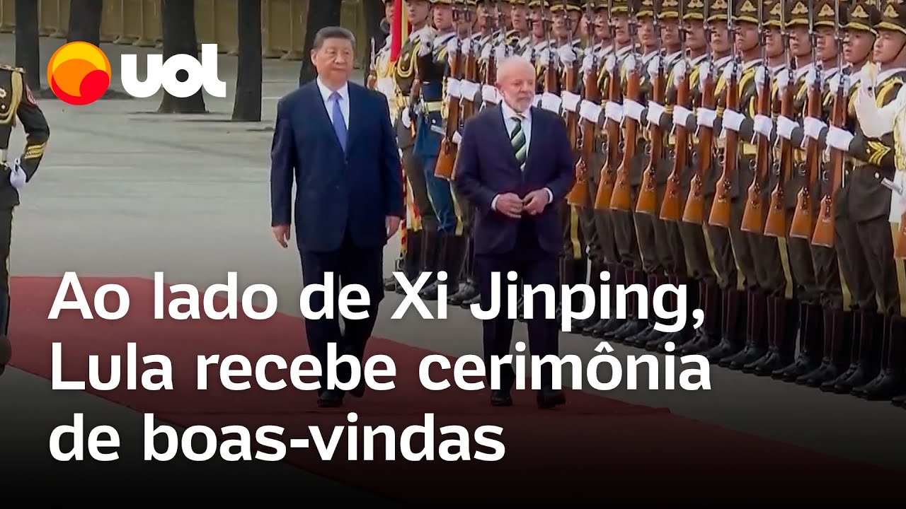 Lula é recebido com cerimônia de boas-vindas na China ao lado de Xi Jinping; assista ao vídeo