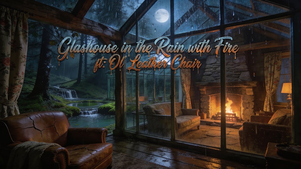 Rain Cabin Fire + Leather Chair