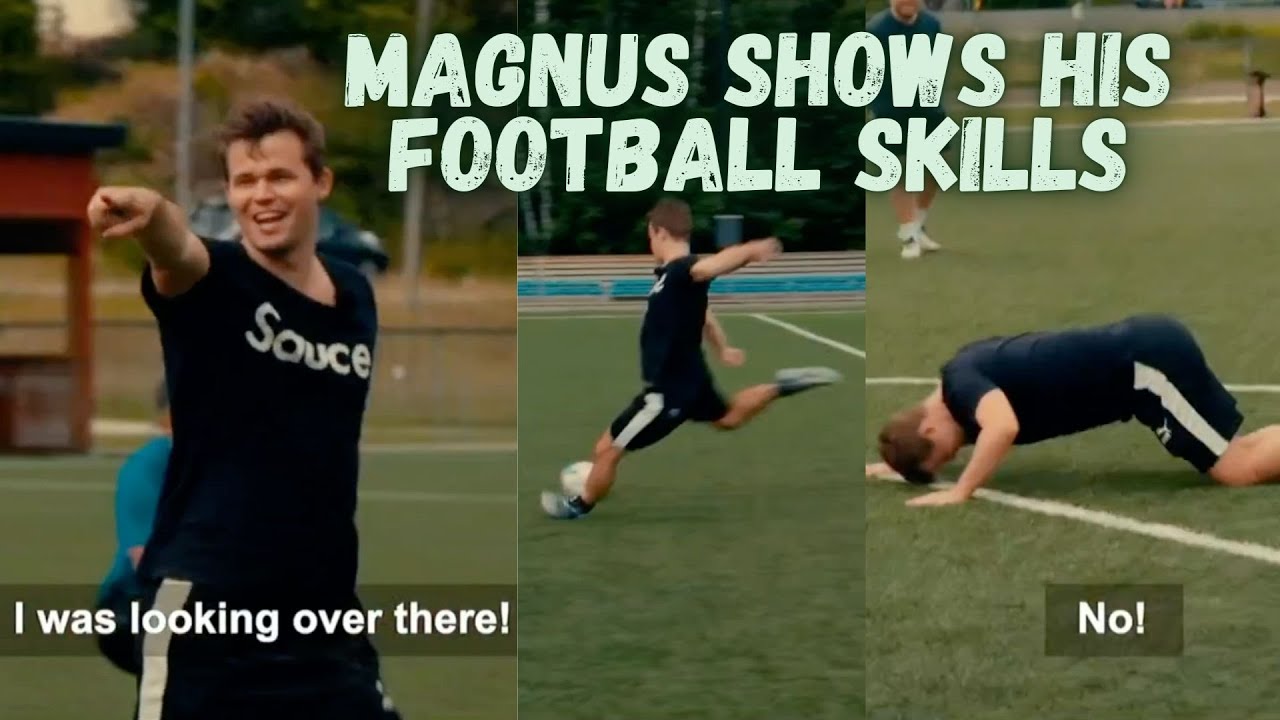 Magnus Carlsen Displaying His Football / Soccer Skills Against David and a Former ManU Player