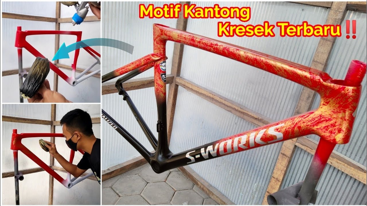 Motif Kantong Kresek Terbaru ‼️ Repaint Frame S-WORKS Tarmac SL7 Marble Effect Gold Red Ferrari