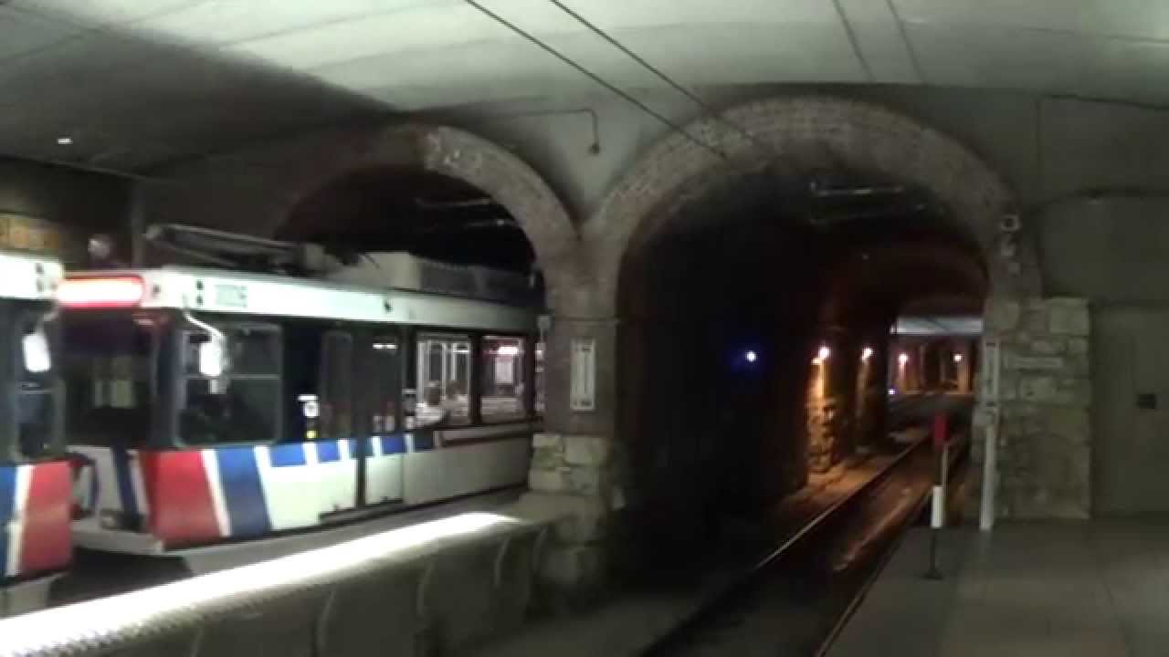 St. Louis Metrolink: Two Red Line Trains at Convention Center
