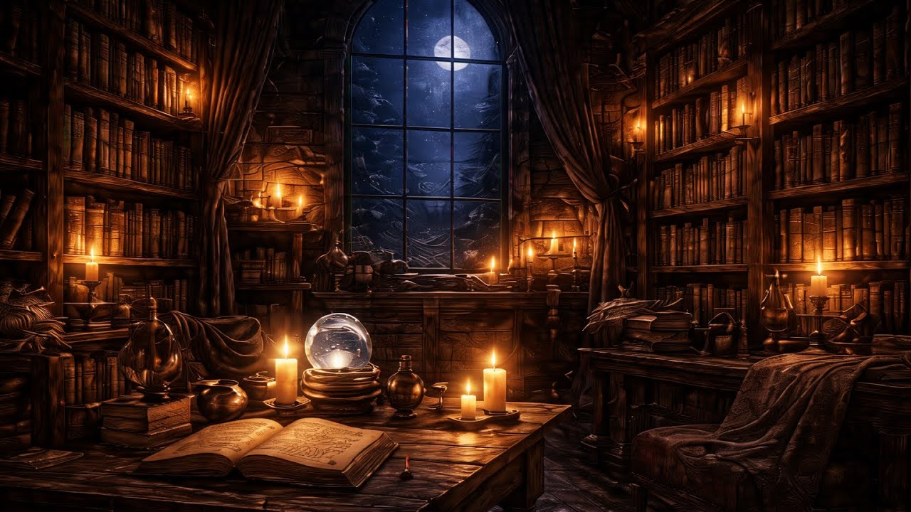 10 Hours Witch’s Library at Midnight 📚 Calm Focus & Sleep Ambience