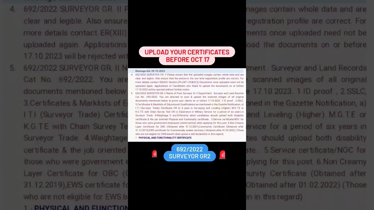 SURVEYOR GR2 | KERALA PSC | CERTIFICATE UPLOAD MESSAGE | #civilengineering #keralapsc