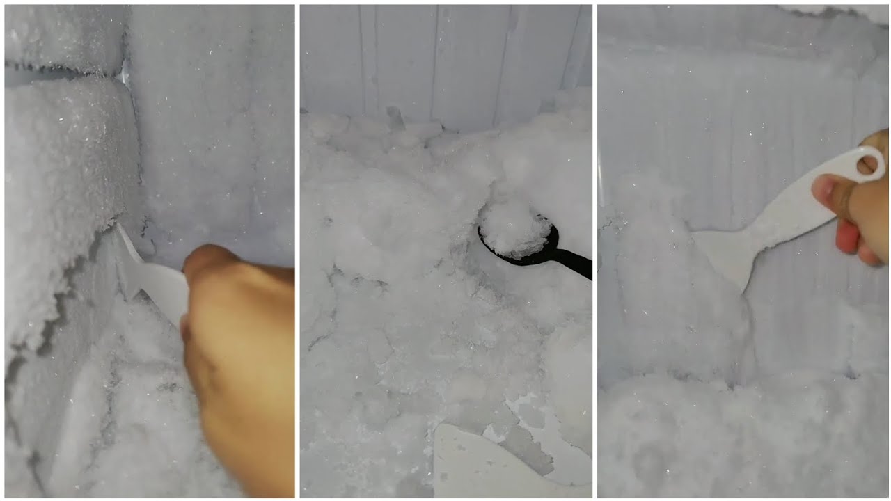 Eating freezer frost ❄️ Ice eating from freezer 🧊Freezer frost scraping and eating🥶