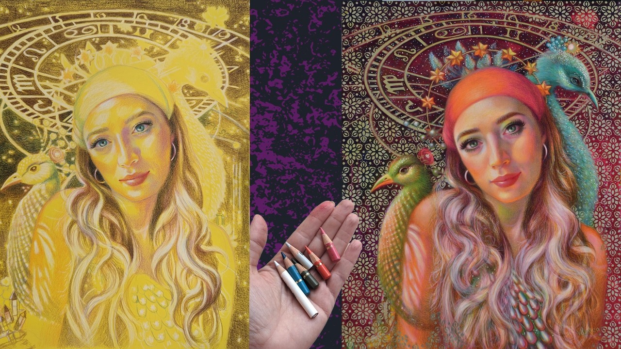Watch How This Surreal Portrait Painting Comes To Life in Minutes using mixed media techniques!