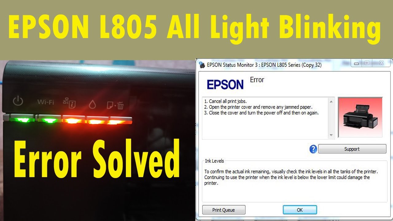 Epson L805 All Light blinking Error Solved || Epson L805 all lights blinking error solution 100%