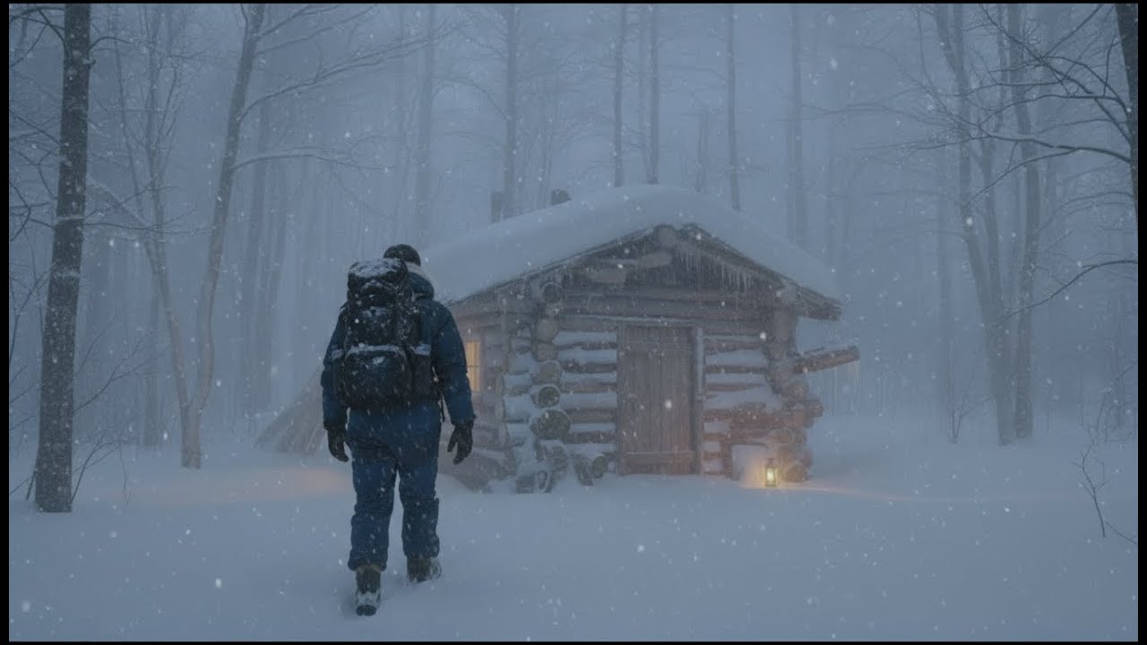 BLIZZARD Hit Suddenly - 2 Days solo Winter Camping ABANDONED Cabin