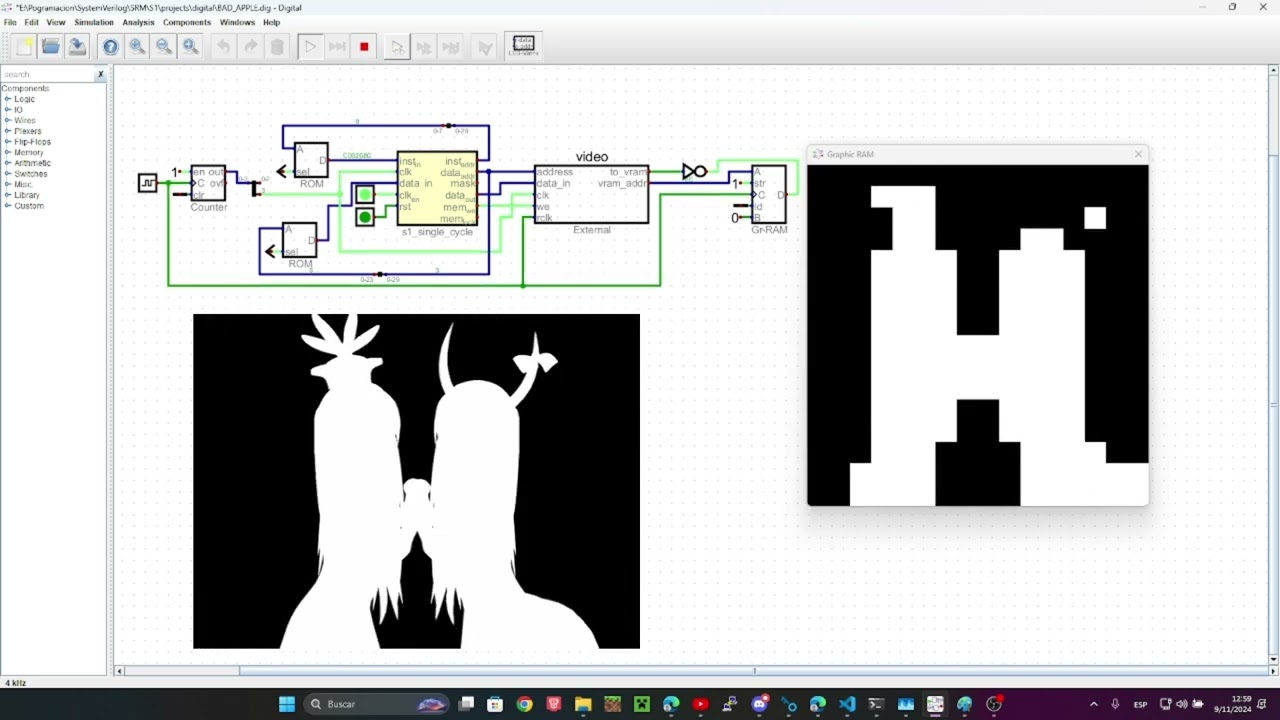 Bad Apple on my own CPU: The SRM S1 (Fixed mirroring)