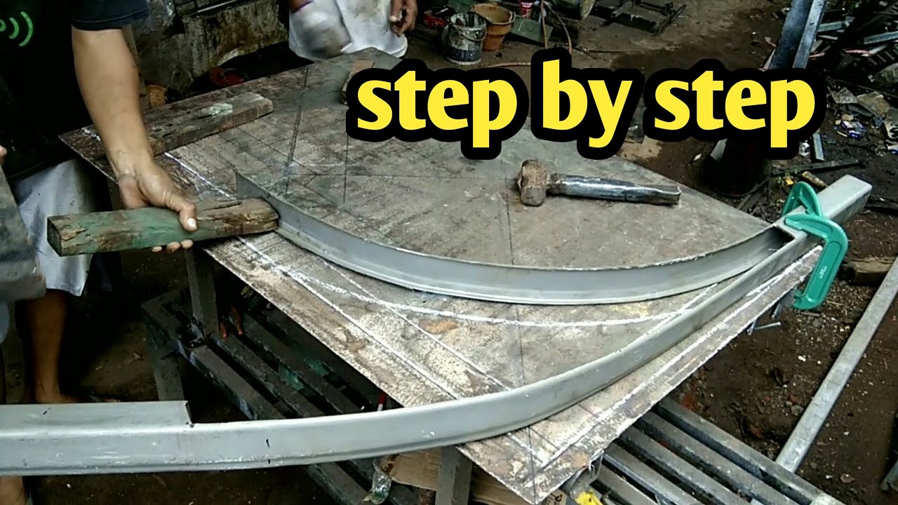 Buat pintu besi garasi dorong/slidingbelok sampai proses pasang,make a garage door