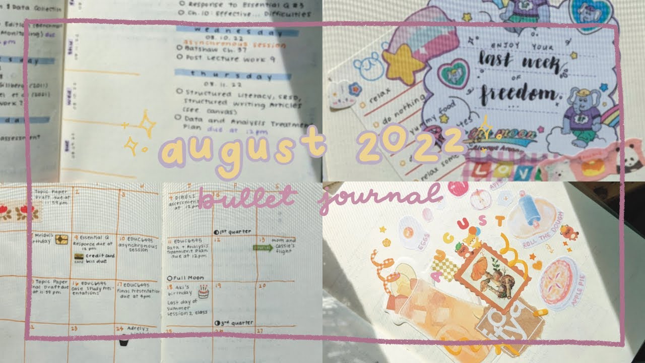 august 2022 bullet journal set up [chatty plan with me] summer classes, fall semester, fun projects