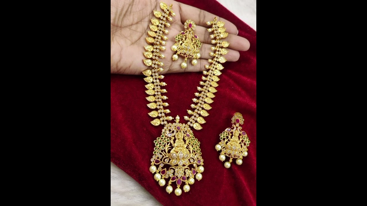 how beautiful mango design latest model Lakshmi Devi  super quality 1 gram gold jewellery collection