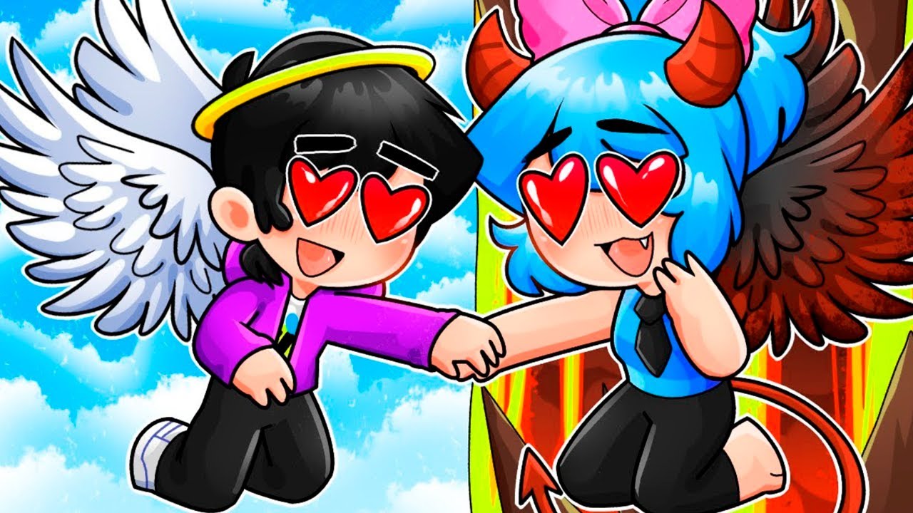 UN ANGEL Y UN DEMONIO SE ENAMORAN EN MINECRAFT 😇👿 SRJUANCHO ANGEL BESA A SRTACATANA DEMONIO💋ROLEPLAY