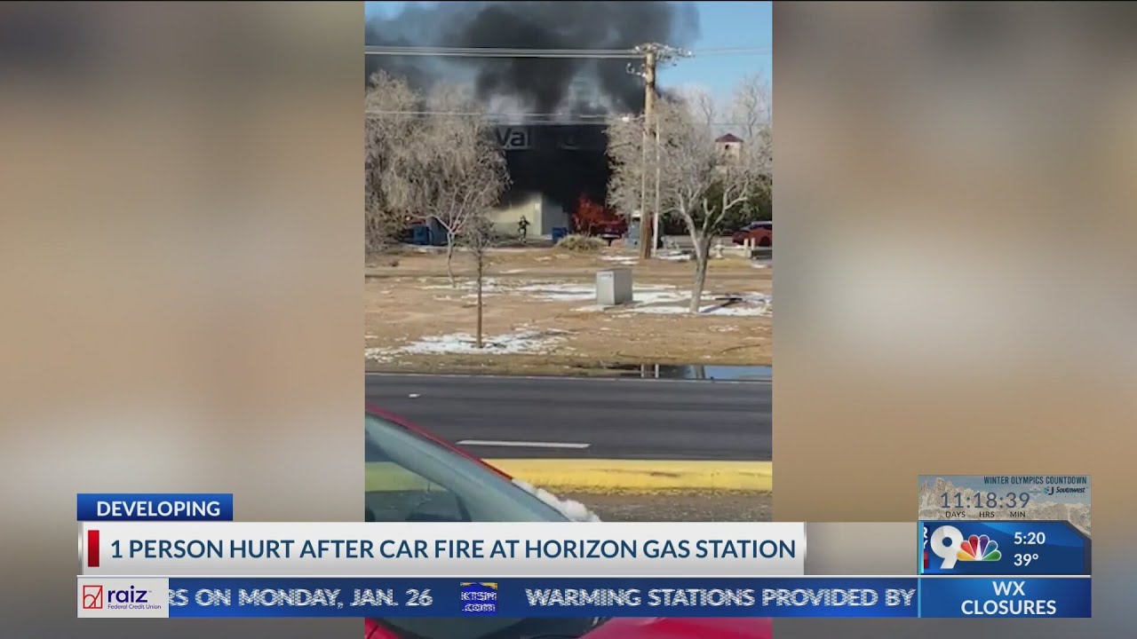Car fire at Horizon gas station hurts 1
