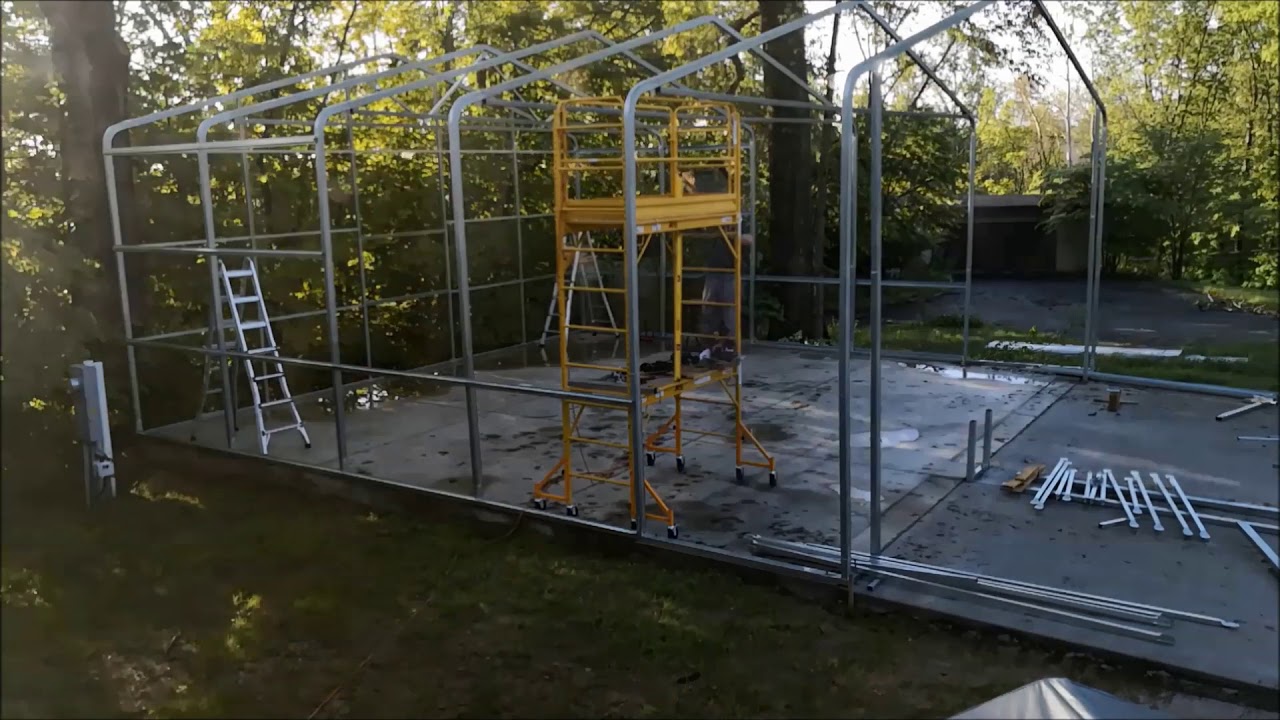 Building a VersaTube 30x30 metal building as work shop - part 1 - assembling the frame