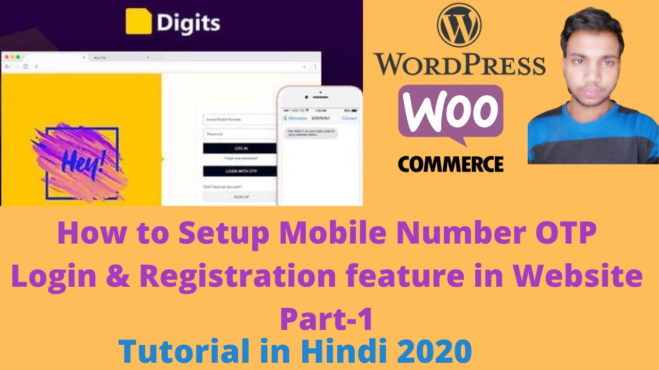 How to Setup Mobile Number OTP Login & Registration feature in Website Digits in Hindi 2020 Part-1