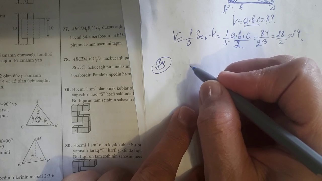 Test toplu.2019.Prizma ve piramidanın hecmi.Kesik piramidanın hecmi.ardı.(70-103)
