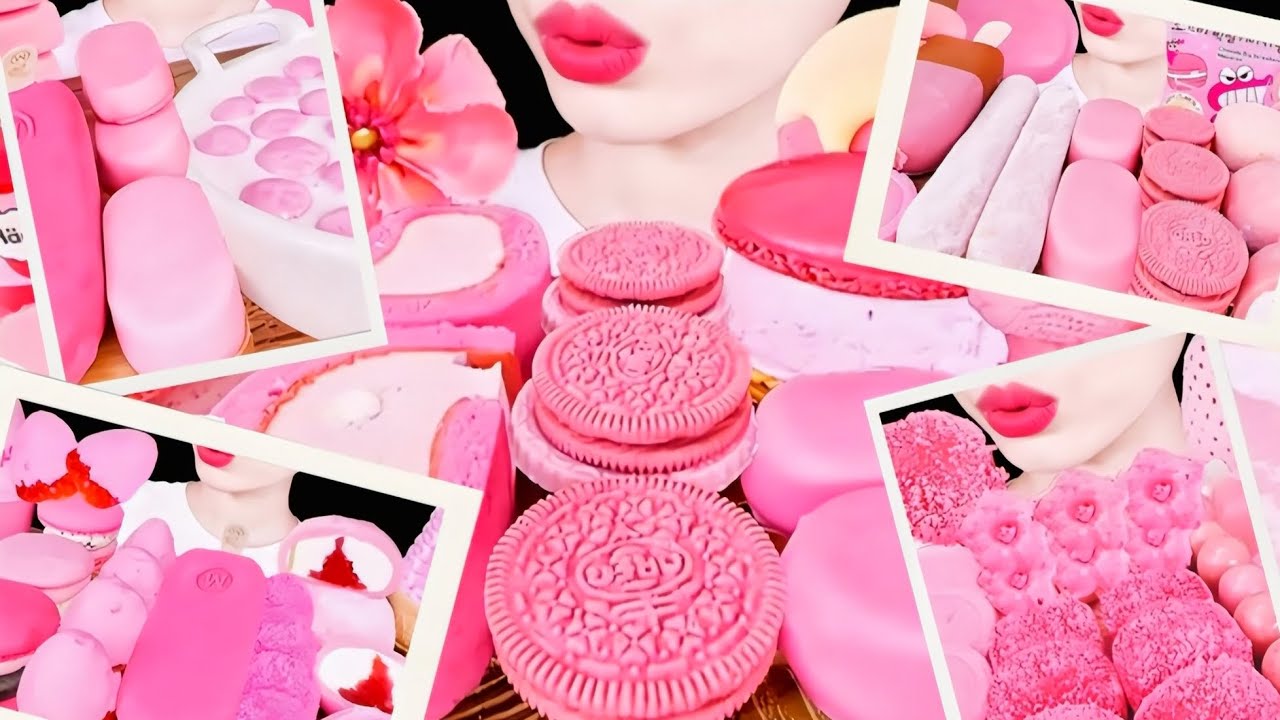 It’s 5x4 now speed  ASMR PINK DESSERT PARTY 🍰 Rice Cake, Mousse, Ice Cream  | Talking EATING SOUNDS