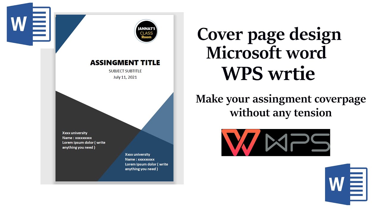 How to design a cover page by MS word || Assignments Cover page ||Creative Cover page || WPS office