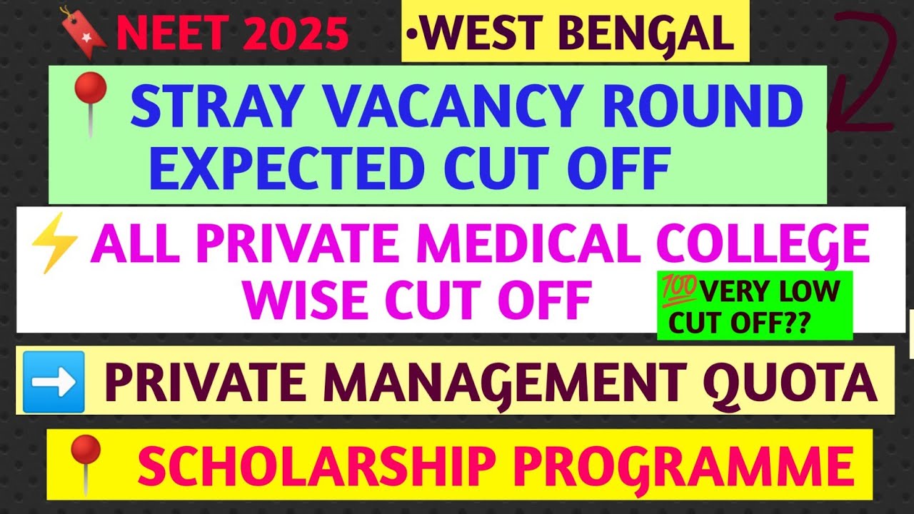 STRAY VACANCY ROUND EXPECTED CUT OFF FOR PRIVATE MANAGEMENT QUOTA NEET 2025,WEST BENGAL 
