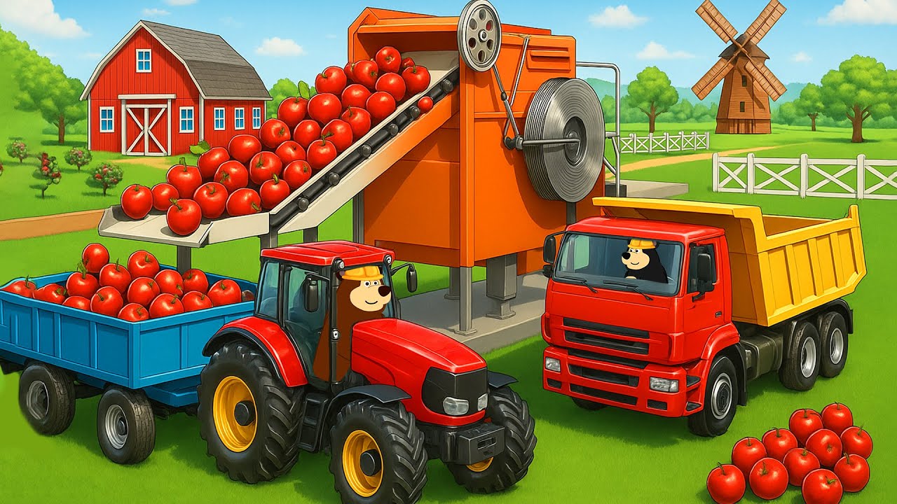 Apple Harvest & Horse Feeding 🍎🐎 | Realistic Farm Tractor Animation