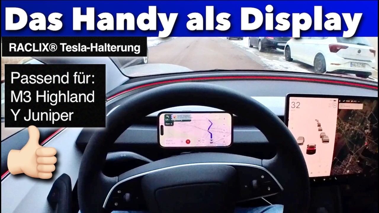 Die geniale Smartphone-Halterung mit MagSafe für das  neuste Tesla Model 3 Highland von Raclix