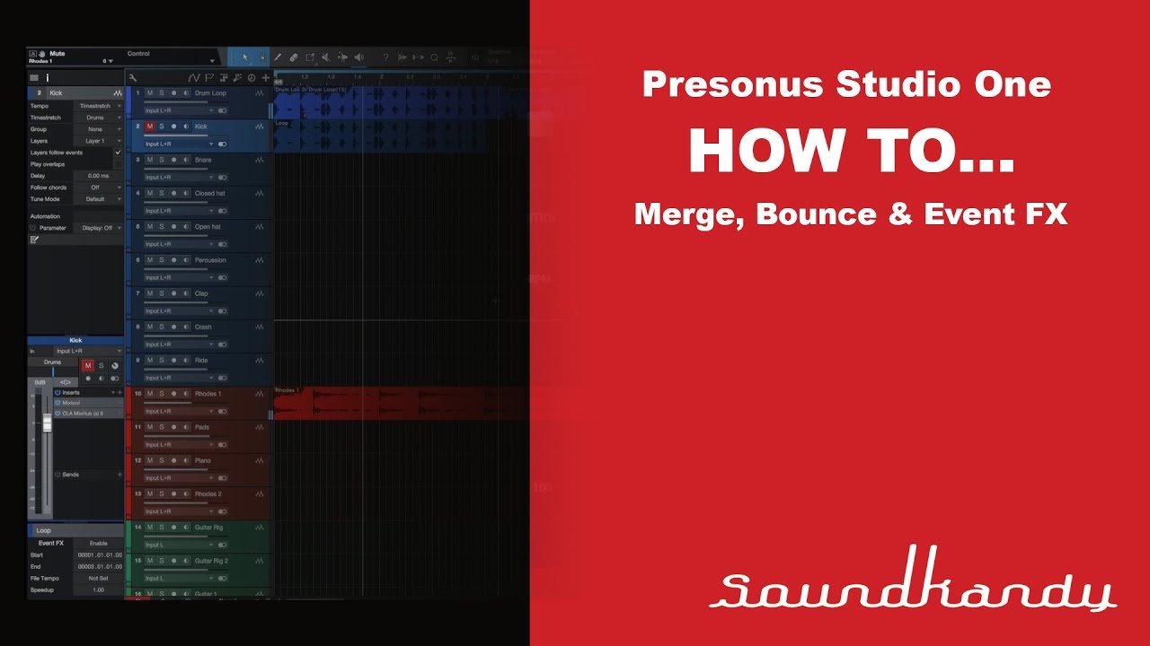 How to: Bounce, Merge & create an Event FX in Presonus Studio One