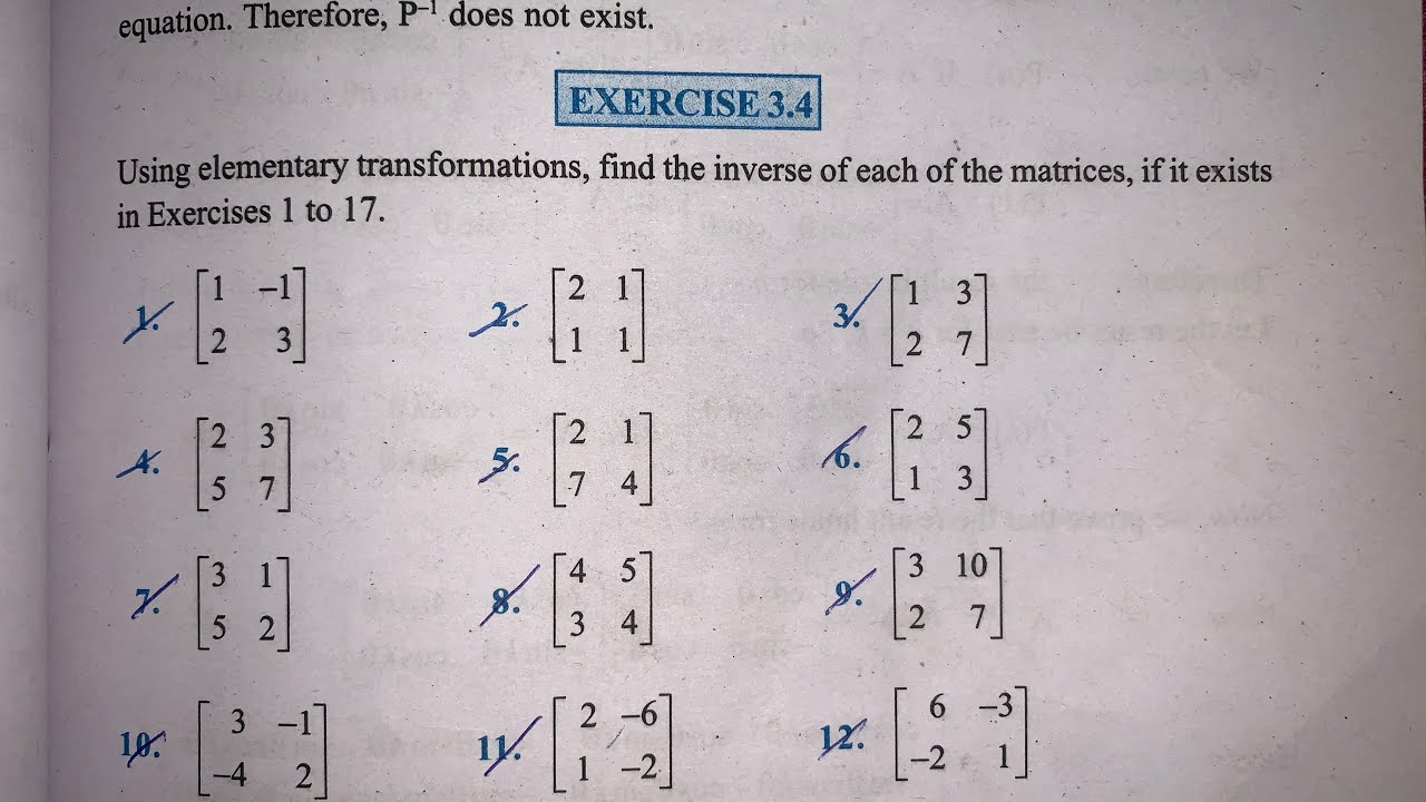 EX 3.4 Q1 TO Q18  SOLUTIONS OF MATRICES NCERT CHAPTER 3 CLASS 12th