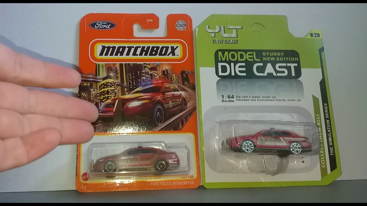 Diecast comparison Ford Taurus Interceptor between Matchbox & copy brand.  Quality vs Cheap diecast